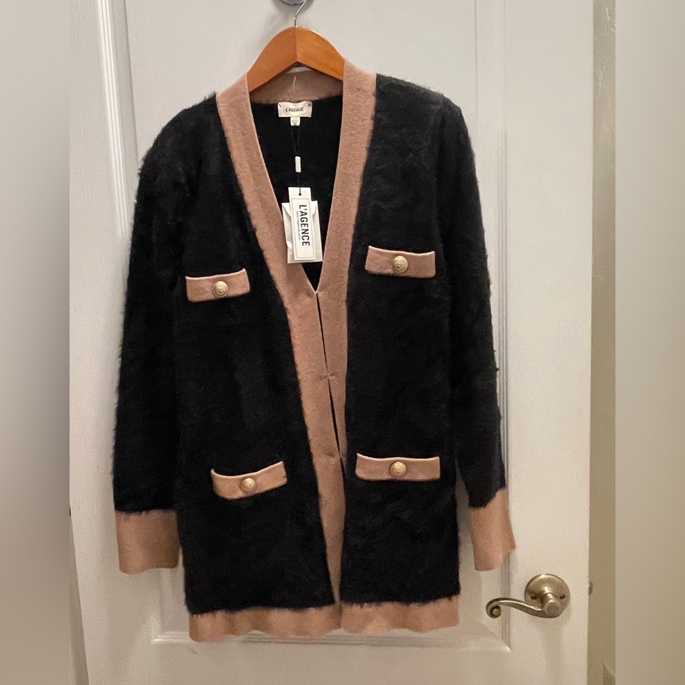 L'AGENCE Black and Tan Cardigan